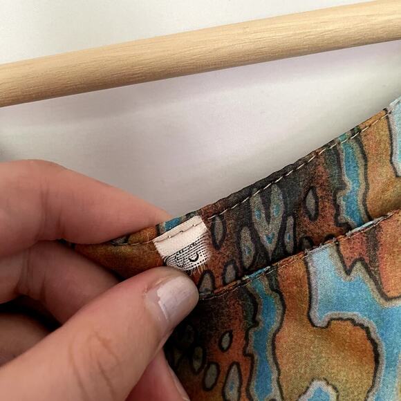 Halter neck green blue brown maxi dress modest women's size large flowy dress - Picture 6 of 7